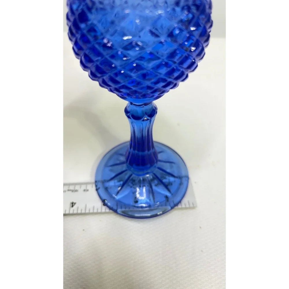 Vintage Glass Cape Cod Cobalt Blue Cameo Portrait Goblet 7.5